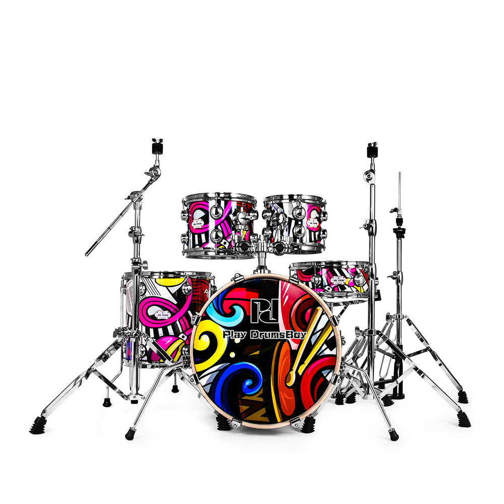 PlayDrumsBoy 5-Piece Drum Kit Bundle Mr Wood