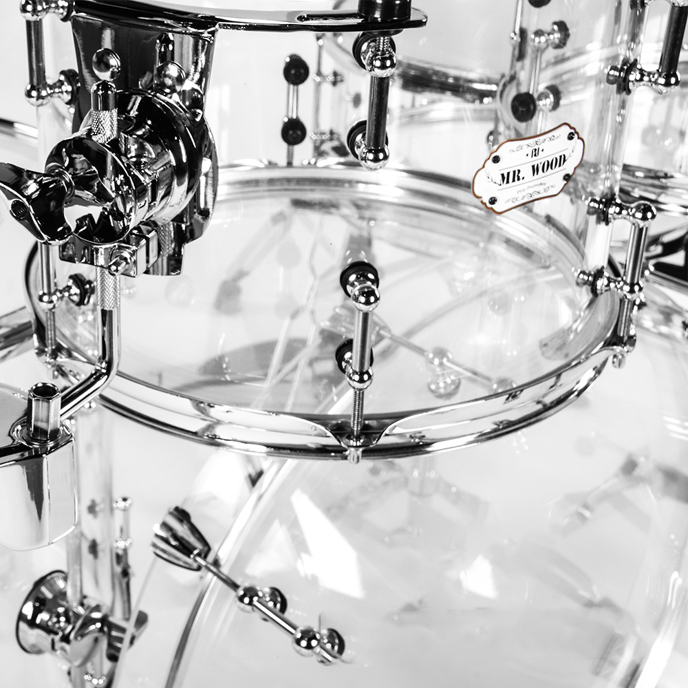 PlayDrumsBoy Acrylic 5-piece Shell Pack-Clear Acrylic