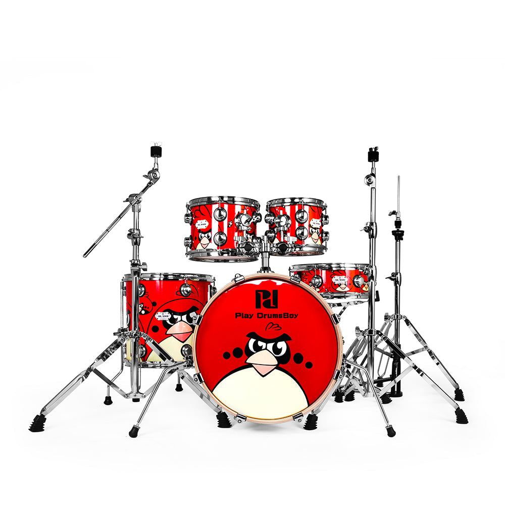 PlayDrumsBoy 5-Piece Drum Kit Bundle Mr Wood