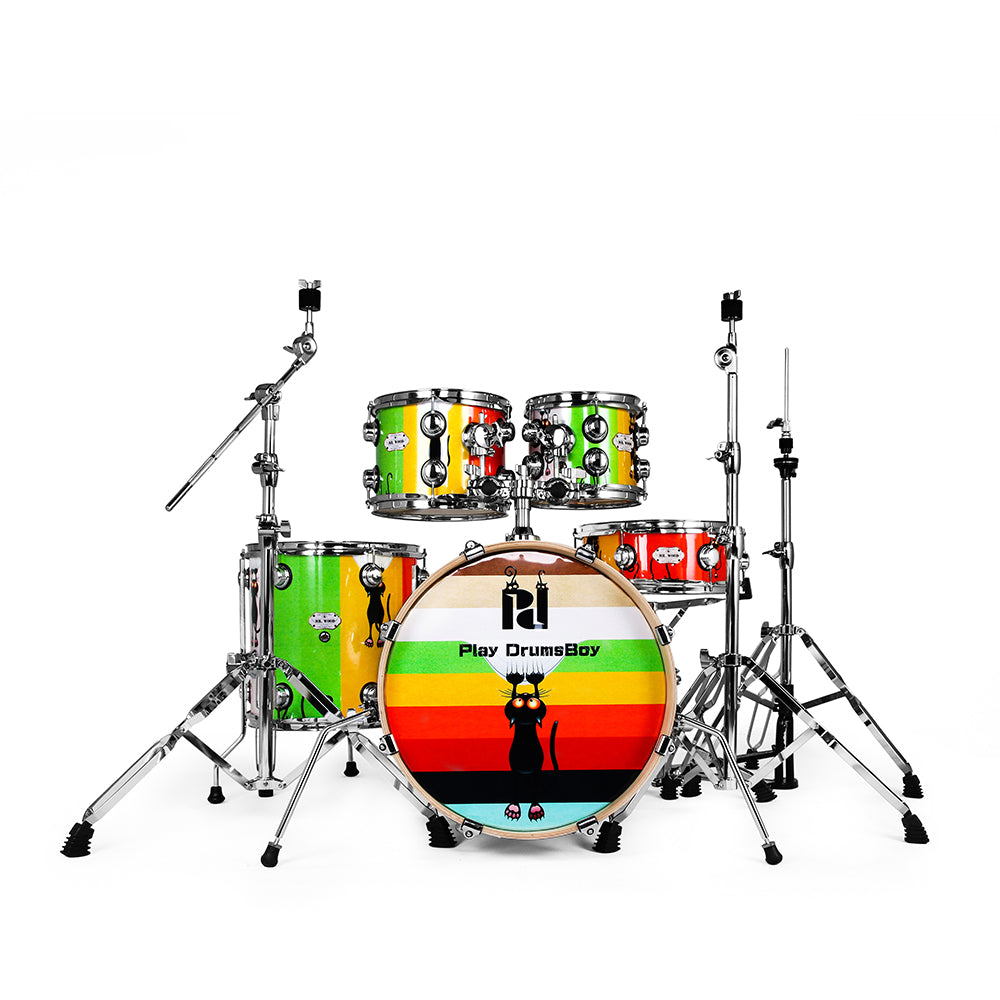 PlayDrumsBoy 5-Piece Drum Kit Bundle Mr Wood